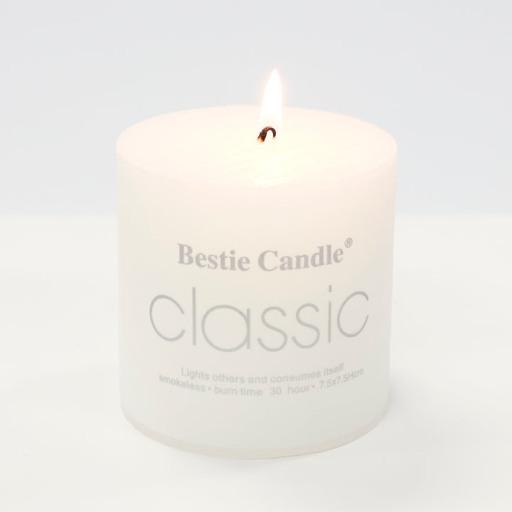 Wax Pillar Candle - White (7.5x7.5cm)