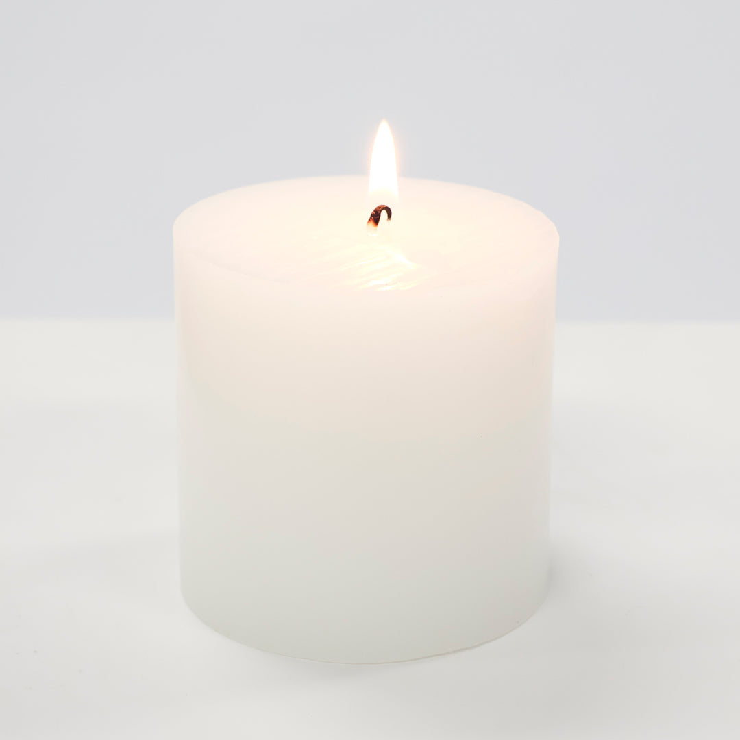 Wax Pillar Candle - White (7.5x7.5cm)