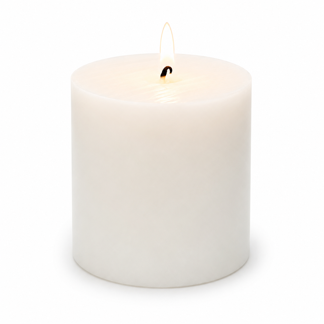 Wax Pillar Candle - White (7.5x7.5cm)