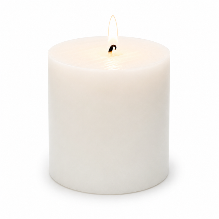 Wax Pillar Candle - White (7.5x7.5cm)