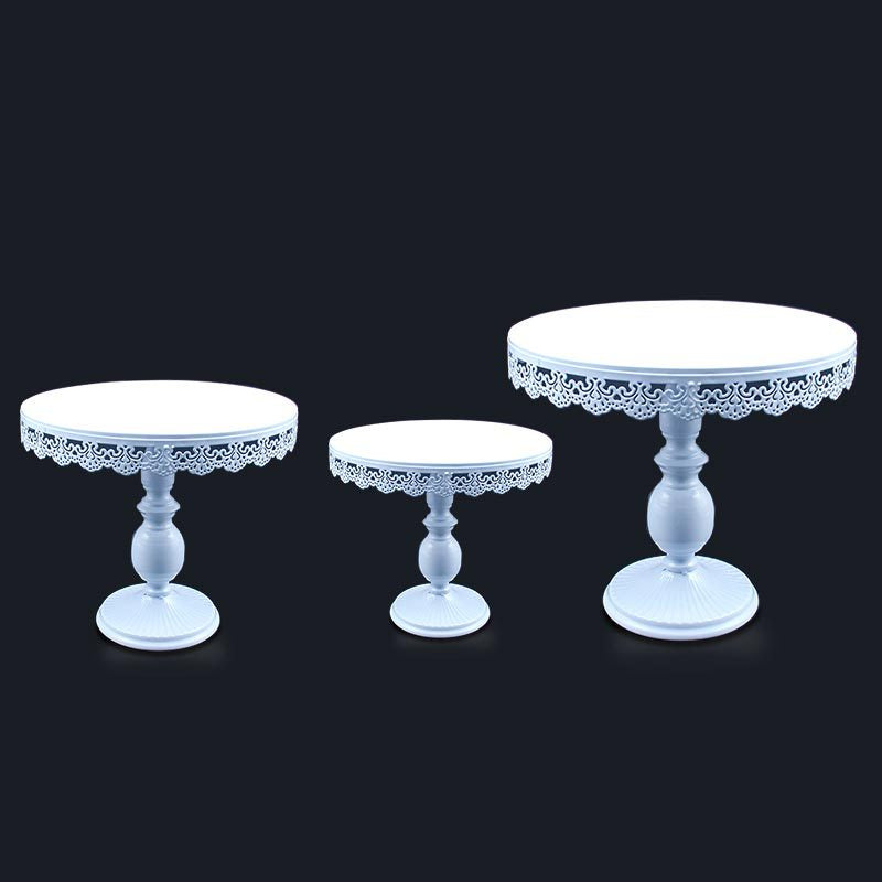 White Cake stand 3 Piece Set. 17x20cm, 25x23cm, 30x28cm