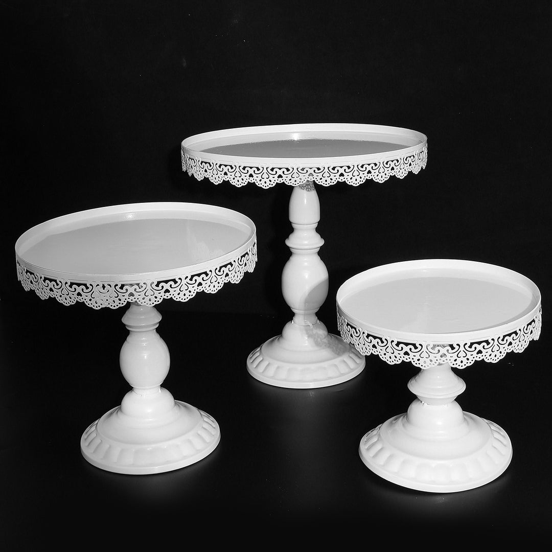 White Cake stand 3 Piece Set. 17x20cm, 25x23cm, 30x28cm all