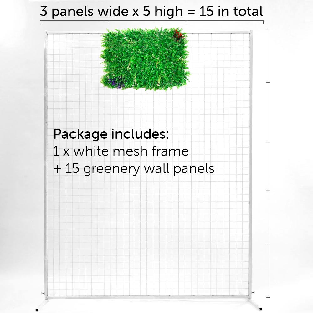 glod mesh frame with 1 flower panel to show for to assemble, 3 panels wide by 5 high