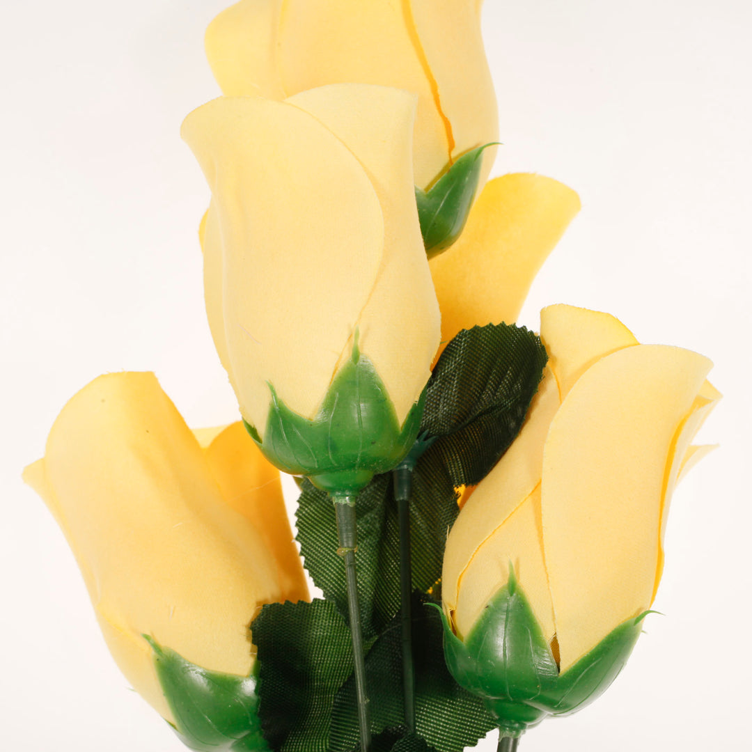 Artificial Silk Premium Rose Bud Bouquet - Yellow detail