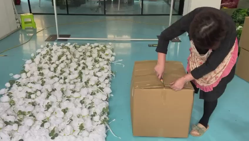 3D Flower Wall Backdrop Curtain - White (3x3m ROLL UP) setup video