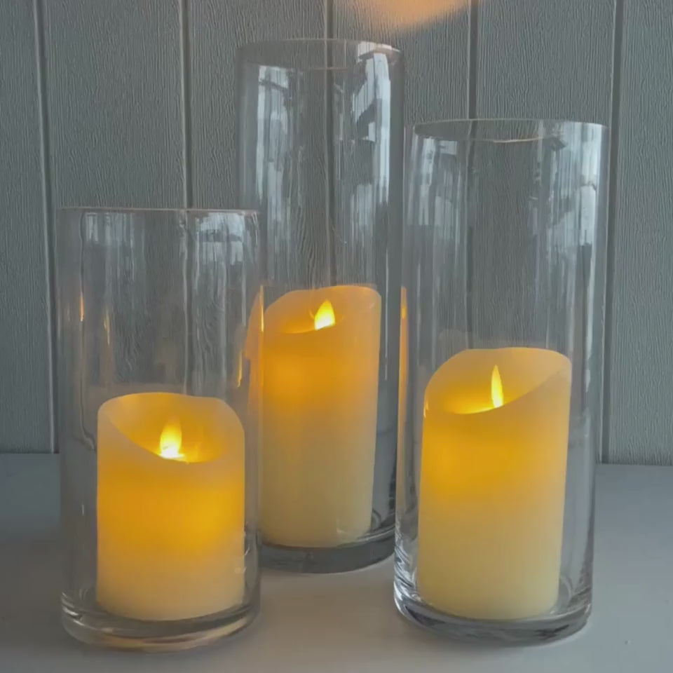 LED Flameless Flickering Wax Pillar Candle - Ivory (7.5x15cm)