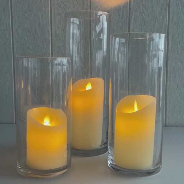 LED Flameless Flickering Wax Pillar Candle - Ivory (7.5x15cm)