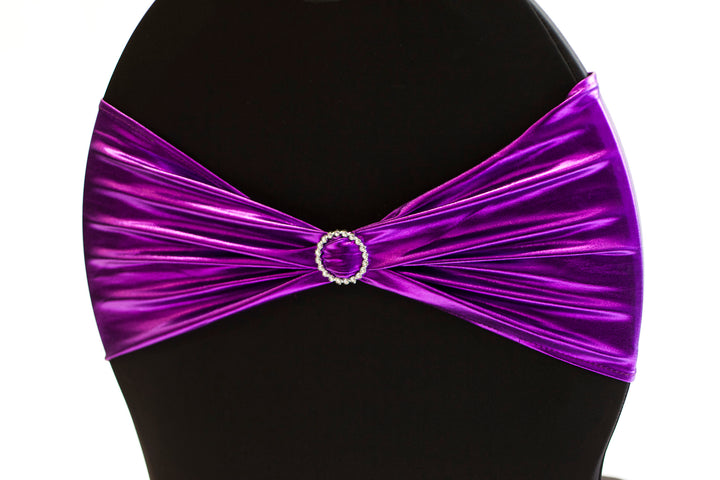 CLEARANCE Lycra Chair Bands - Metallic Purple