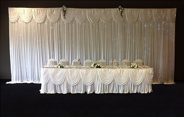 Ice Silk Satin Table Skirting + BONUS Clips - White (4m)