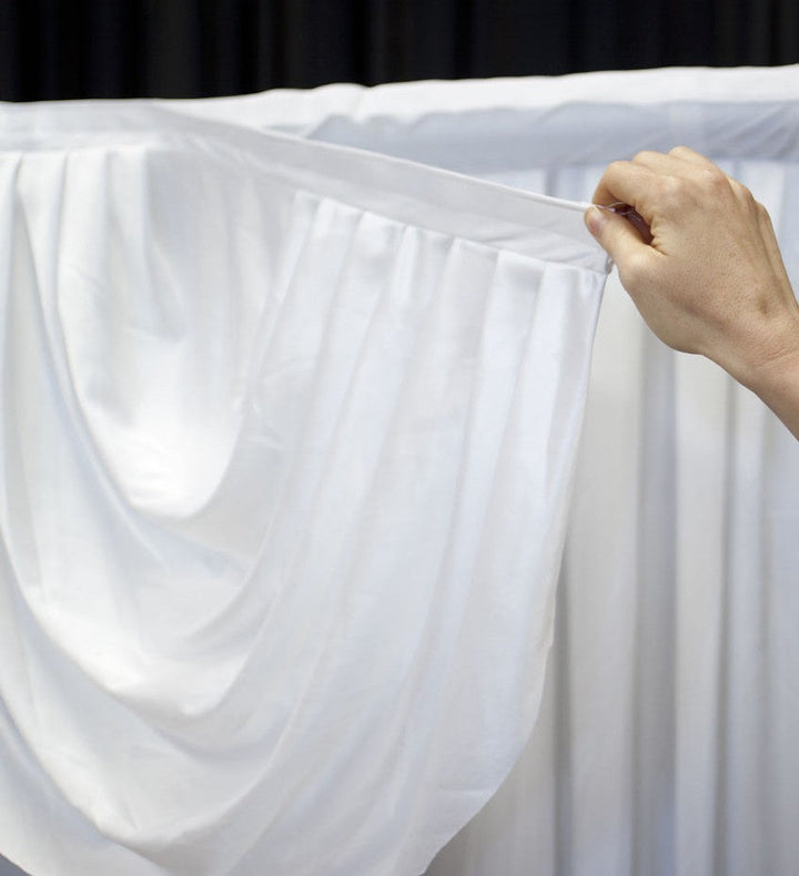 Ice Silk Satin Table Skirting + BONUS Clips - White (4m)