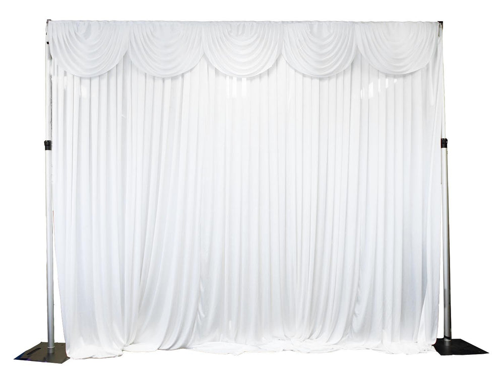 Ice Silk Satin 3m Swag  - White Fitted To Ice Silk Satin Backdrop