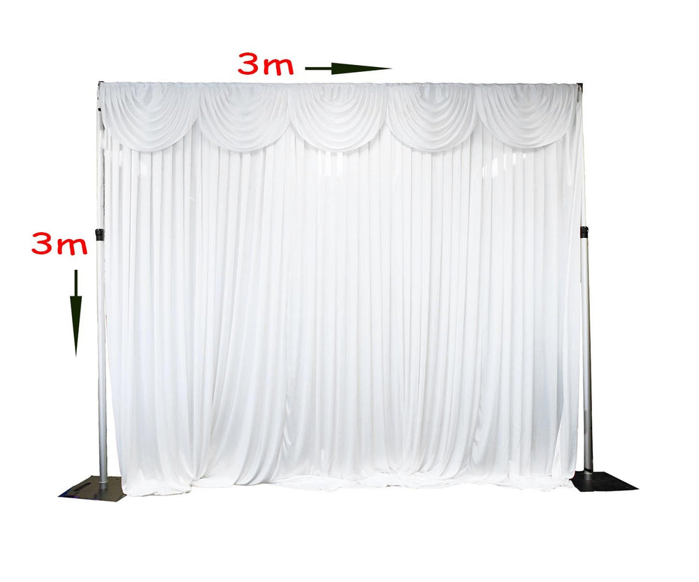 White Ice Silk Satin Backdrops - 3 meters length x 3 meters high Dimensions