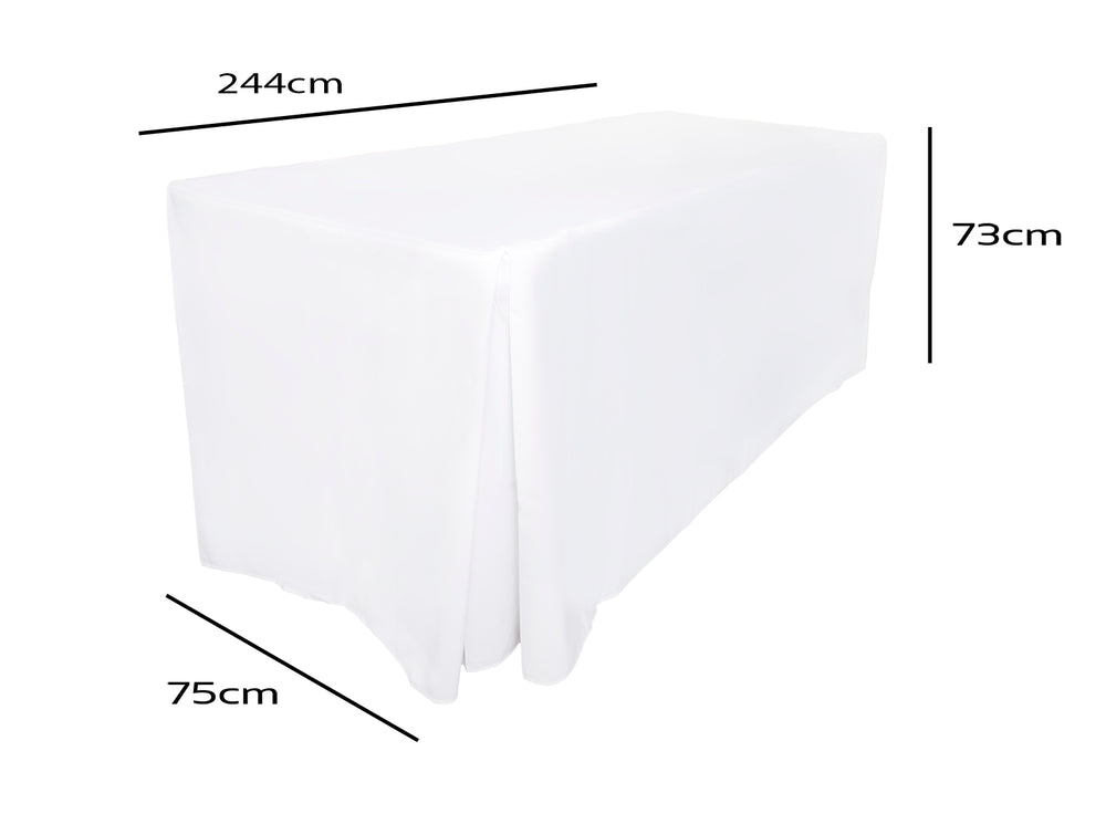 White Fitted Tablecloth (8ft) Dimensions