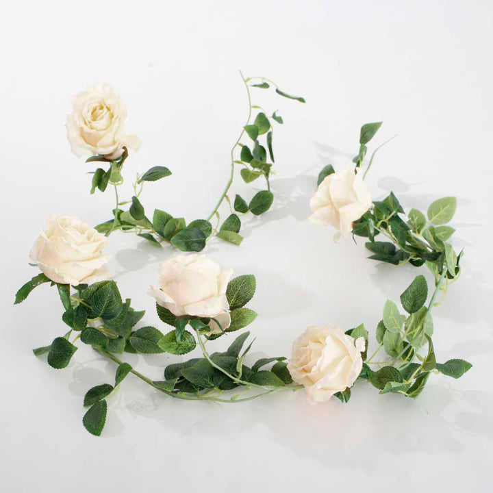 CLEARANCE Cream Rose (9cm) Artificial Flower Vine - 1.6m