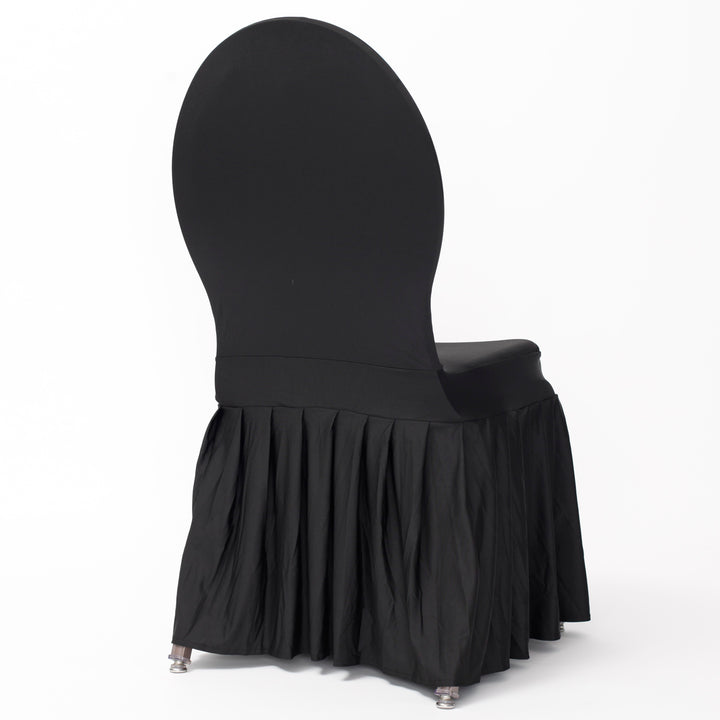 CLEARANCE Premium Princess Black Lycra Chair Covers With Pleats (210gsm)