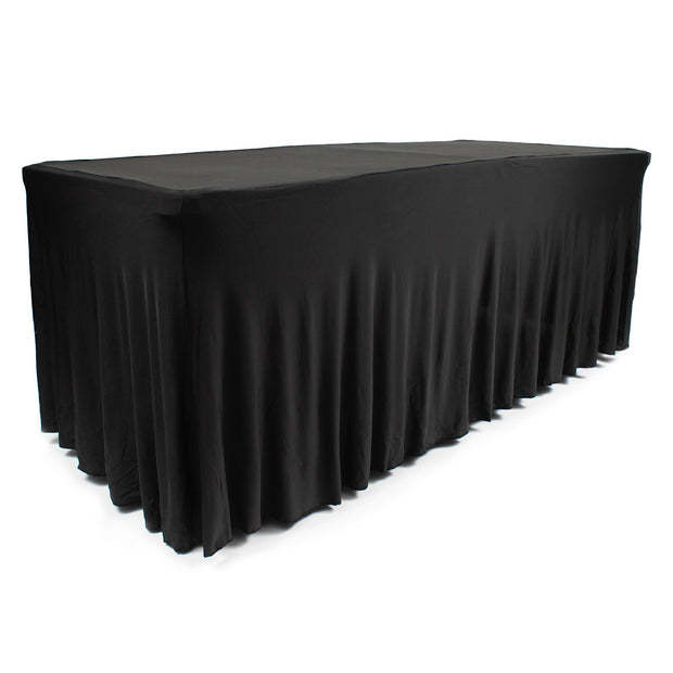 Black Lycra Fitted Tablecloth with Skirting for 6ft Trestle Tables