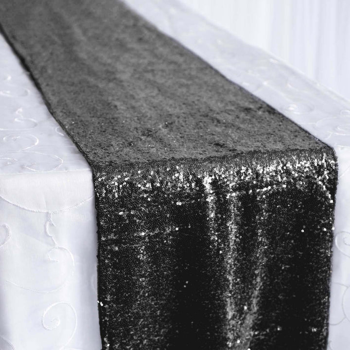 Sequin Table Runner - Black