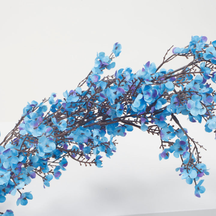 BLUE ARTIFICIAL CHERRY BLOSSOM BRANCH PETALS