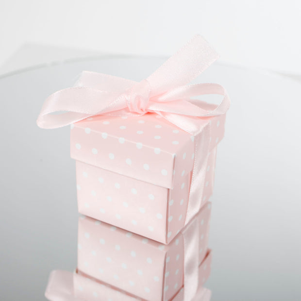 CLEARANCE Favour Bomboniere Box - Light Pink White Dot