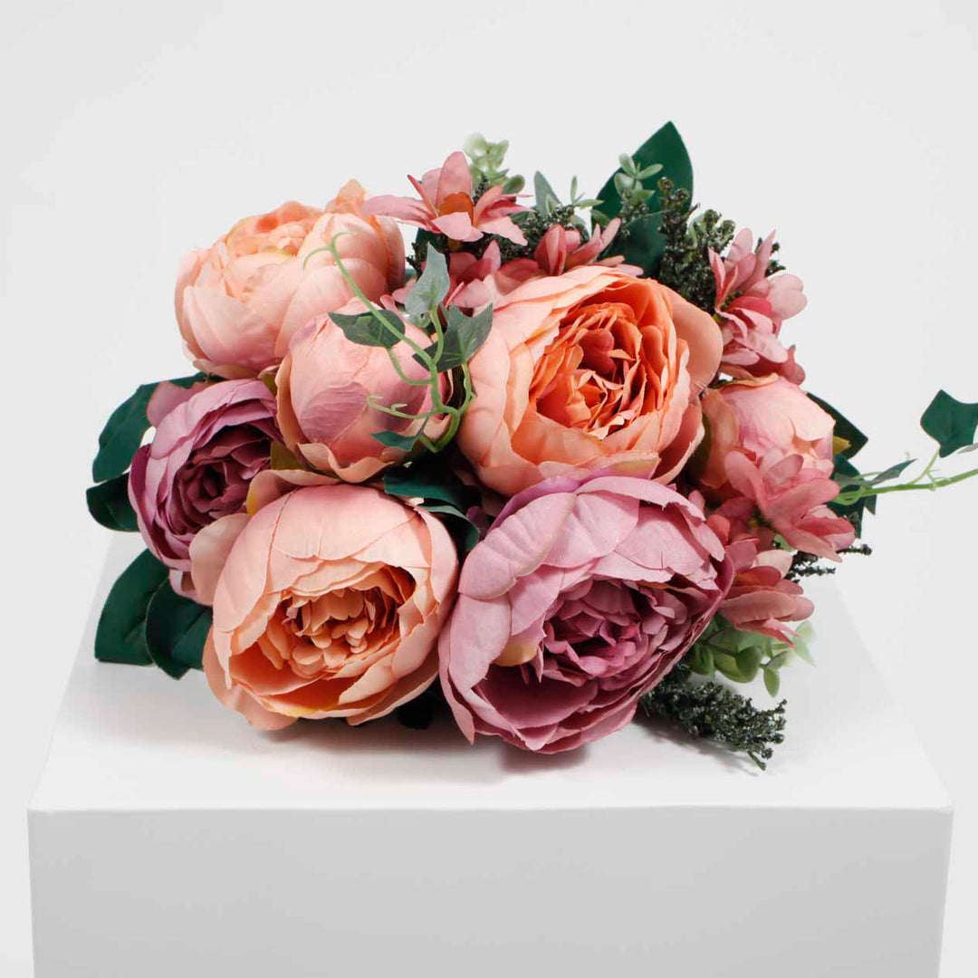 Peach Maroon Rose (10cm) Flower Bouquet