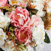 CLEARANCE Artificial Peony Flower Bouquet - Blush Pink and White - Satin Ribbon and Pearl Bouquet Wrap