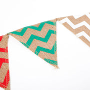 Hessian Bunting - Party Bunting Zig Zag Pattern Close green