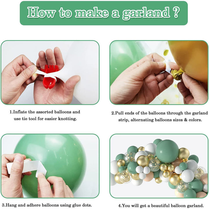 117pc Balloon Garland Kit - Green, Gold, White, Blush