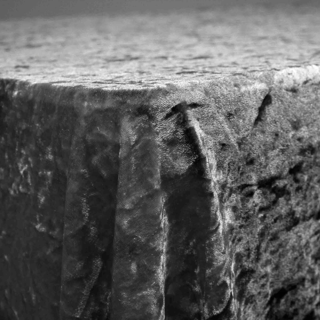 Black Rectangle velvet tablecloth closeup