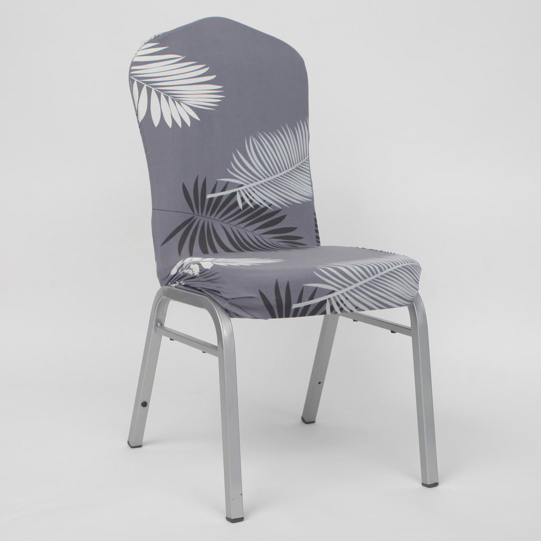 Lycra Chair Covers (Toppers) - Grey With Palm Leaf Pattern