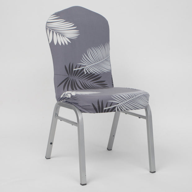 Lycra Chair Covers (Toppers) - Grey With Palm Leaf Pattern