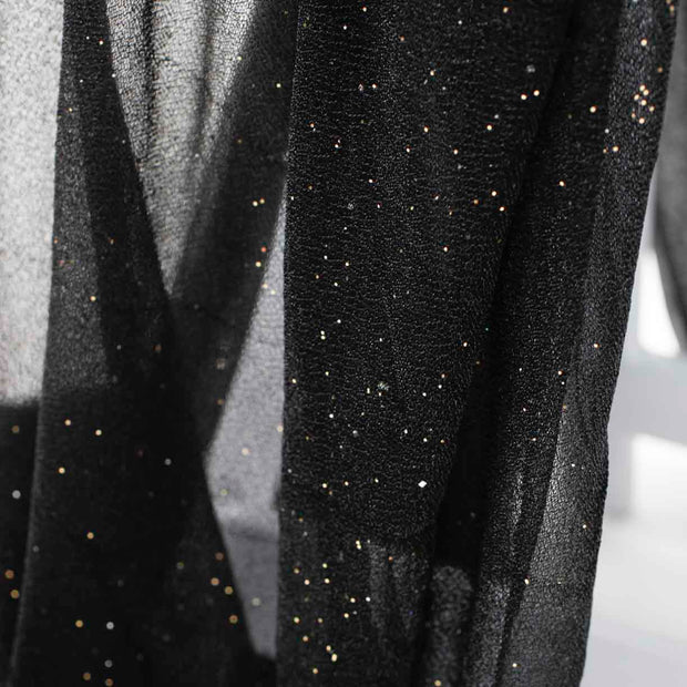 Black Chiffon Fabric with Glitter 1.5mx25m 3