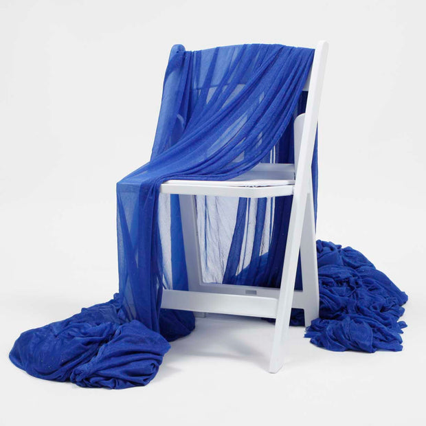Royal Blue Chiffon Fabric with Glitter 1.5mx25m - (Sheer Stretch Crepe Chiffon)