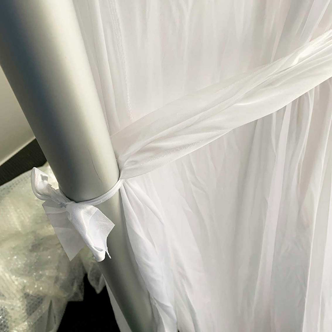 Ivory Ice Silk Satin CROSS DRAPE Backdrop - 3 meters length x 3 meters high