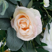 CLEARANCE 2pc Premium Corner Floral Greenery Garland - Rose and Eucalyptus