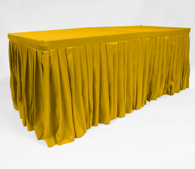 Bright Gold Fitted Tablecloth with Pleated Table Skirting for 6ft Trestle Tables