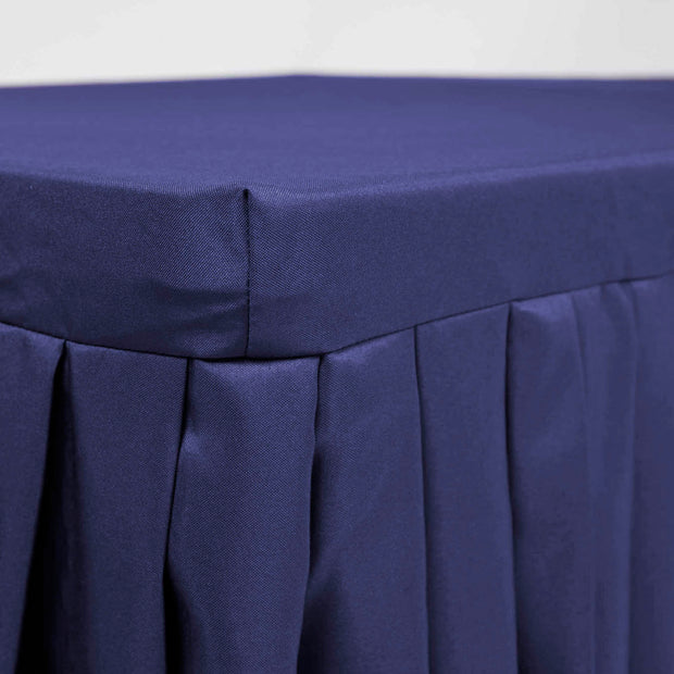 Navy Fitted Tablecloth with Pleated Table Skirting for 6ft Trestle Tables Side angle