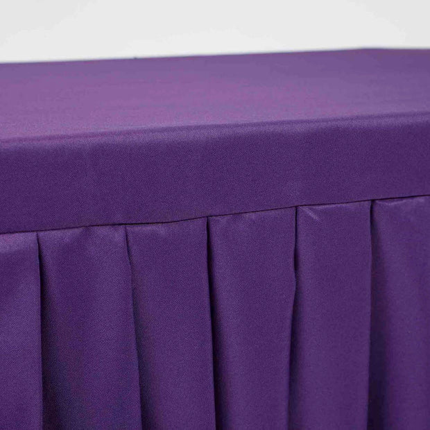 Purple Fitted Tablecloth with Pleated Table Skirting for 6ft Trestle Tables Close Up 