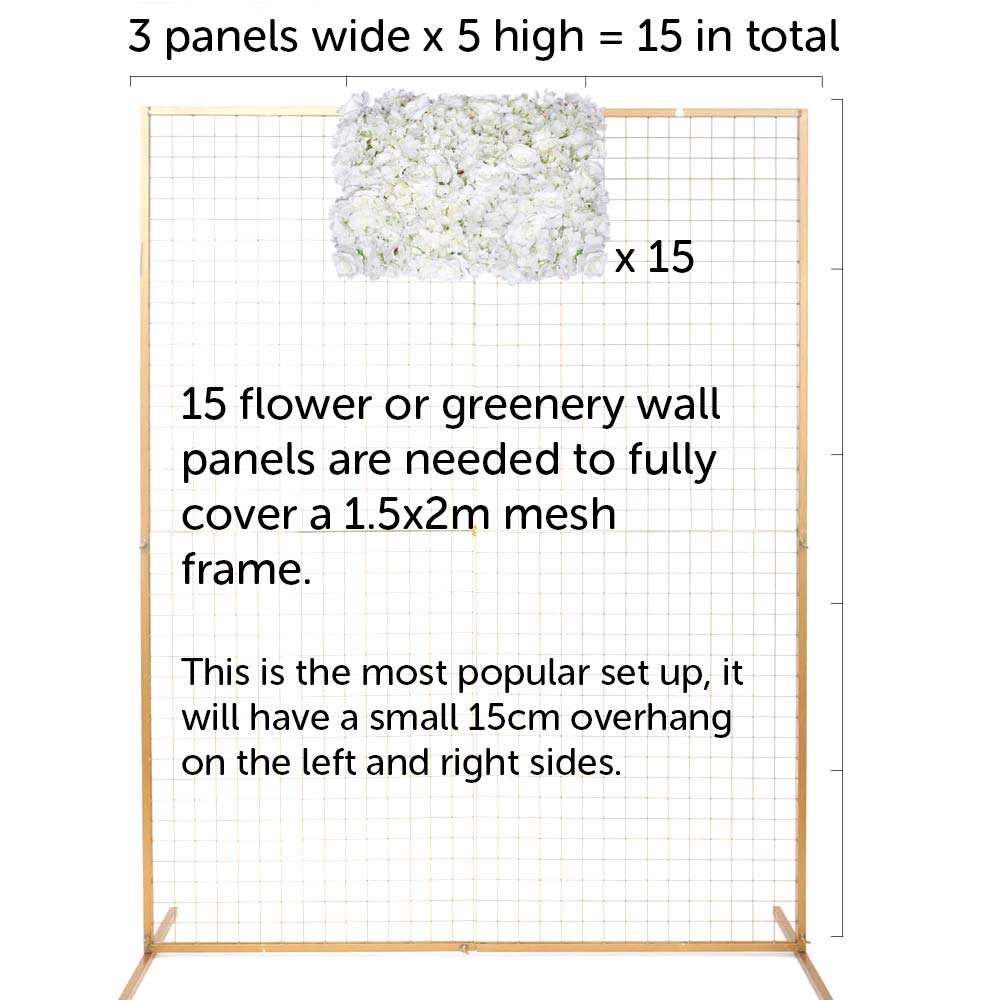 Flower Wall Mesh Stand Frame - Square Edge - GOLD (2mx1.5m)