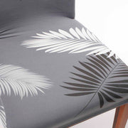 Lycra Dining Chair Covers (Toppers) - Grey With Palm Leaf Pattern A