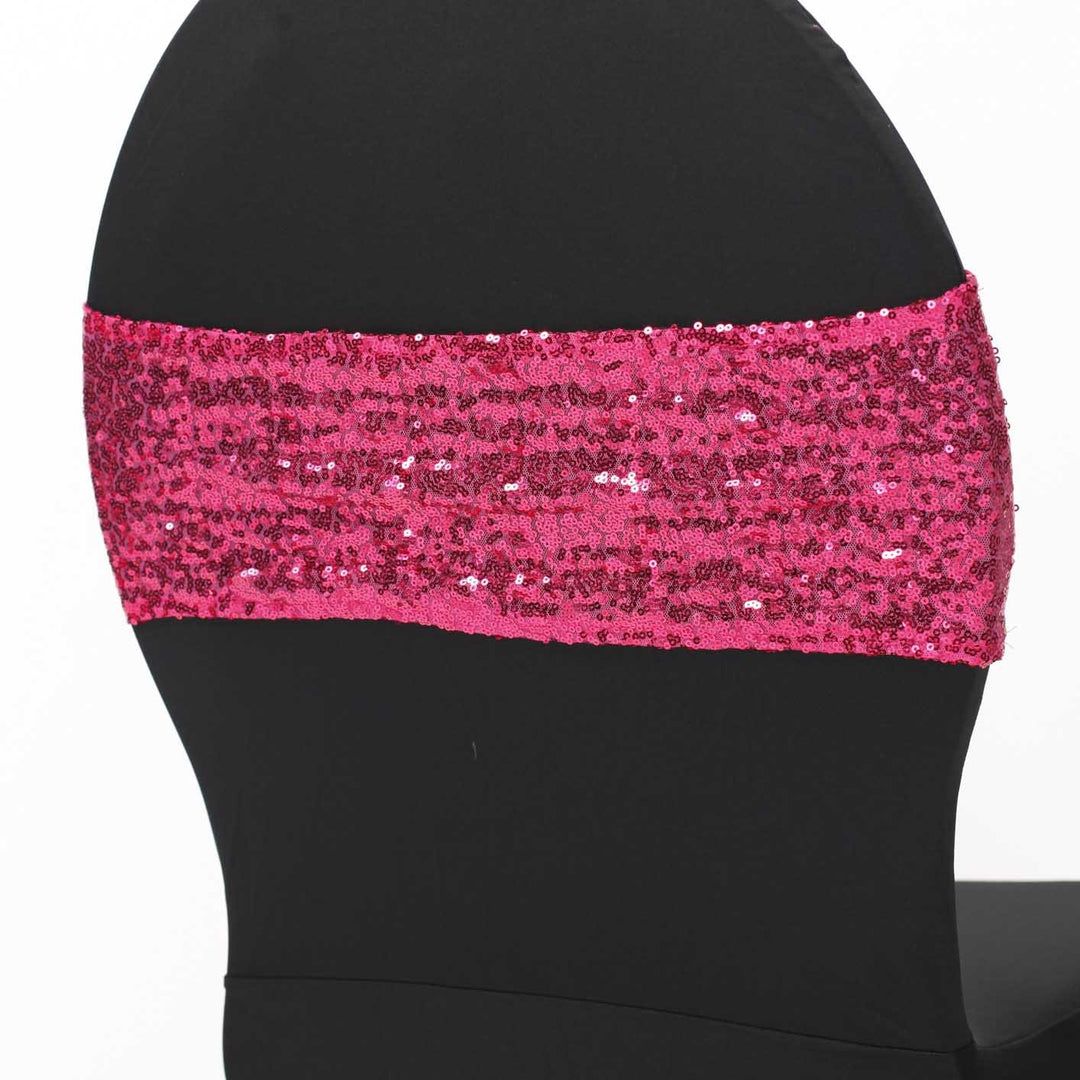 Hot Pink Sequin Lycra Chair Band Sparkle Stretch