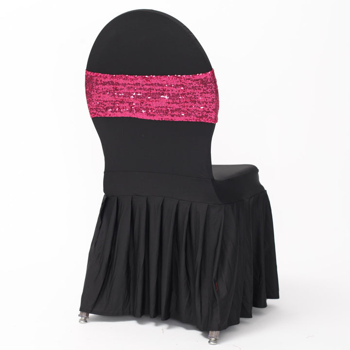 Hot Pink Sequin Lycra Chair Band Sparkle Stretch