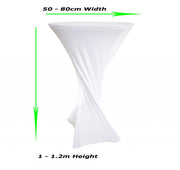 White Dry Bar Covers (Square Base) 70cm Tops measurements