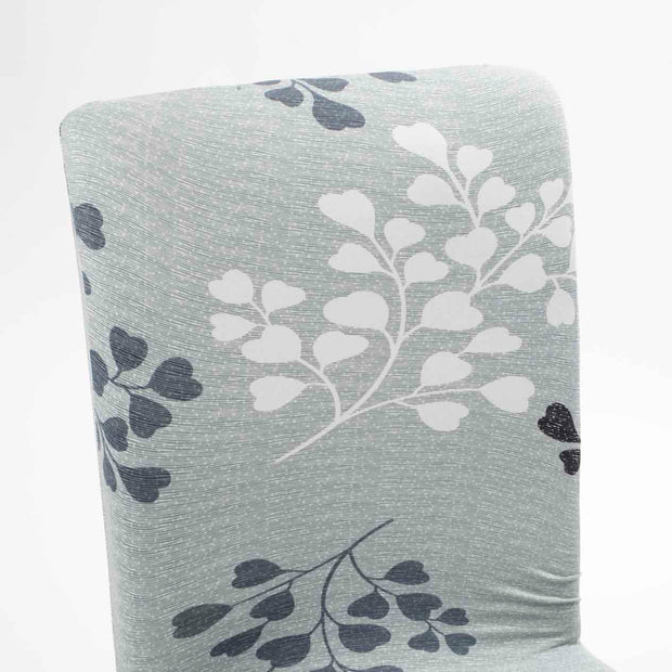 CLEARANCE Lycra Dining Chair Covers (Toppers) - Light Green With Leaf Pattern