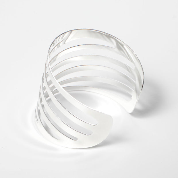 Silver Napkin Ring - Modern Linear Cut Out