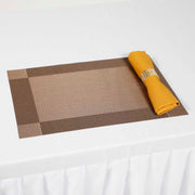Woven PVC Placemat with Gold Napkin