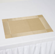 Gold Placemat on white tablecloth
