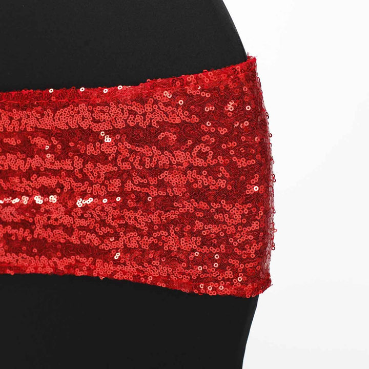 Red Sequin Lycra Chair Band Sparkle Stretch