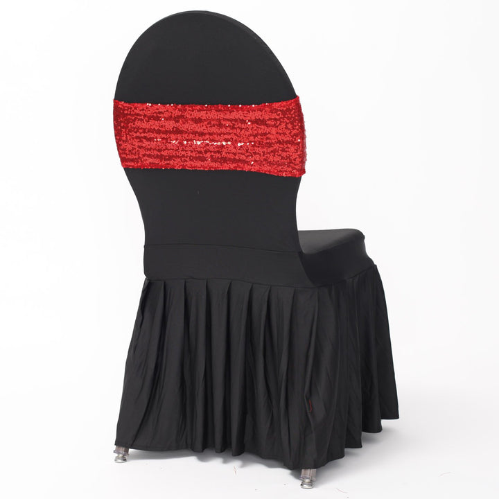 Red Sequin Lycra Chair Band Sparkle Stretch