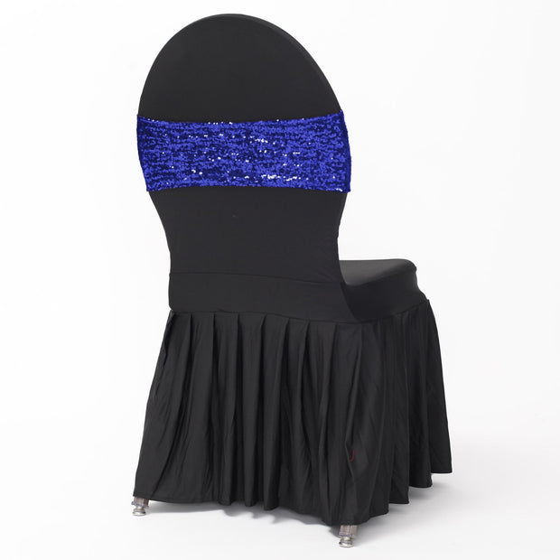 Sequin Lycra Chair Bands - Royal Blue Full Image