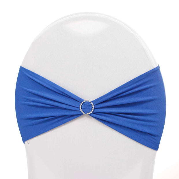 royal Blue Lycra Chair Band with Diamante Buckle